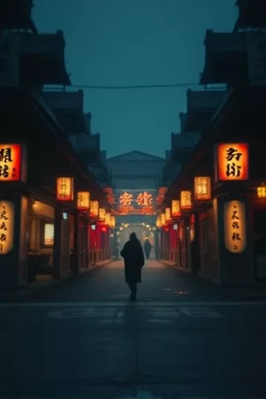 第七次日落竖版海报，沙丘上被拉长的两个人影