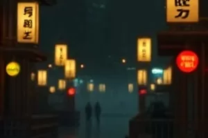 最后一班渡轮剧照，夜色码头边亮着灯的旧渡船