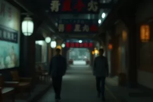 石阶上的夏天剧照，老城区长长石阶与两个奔跑的身影